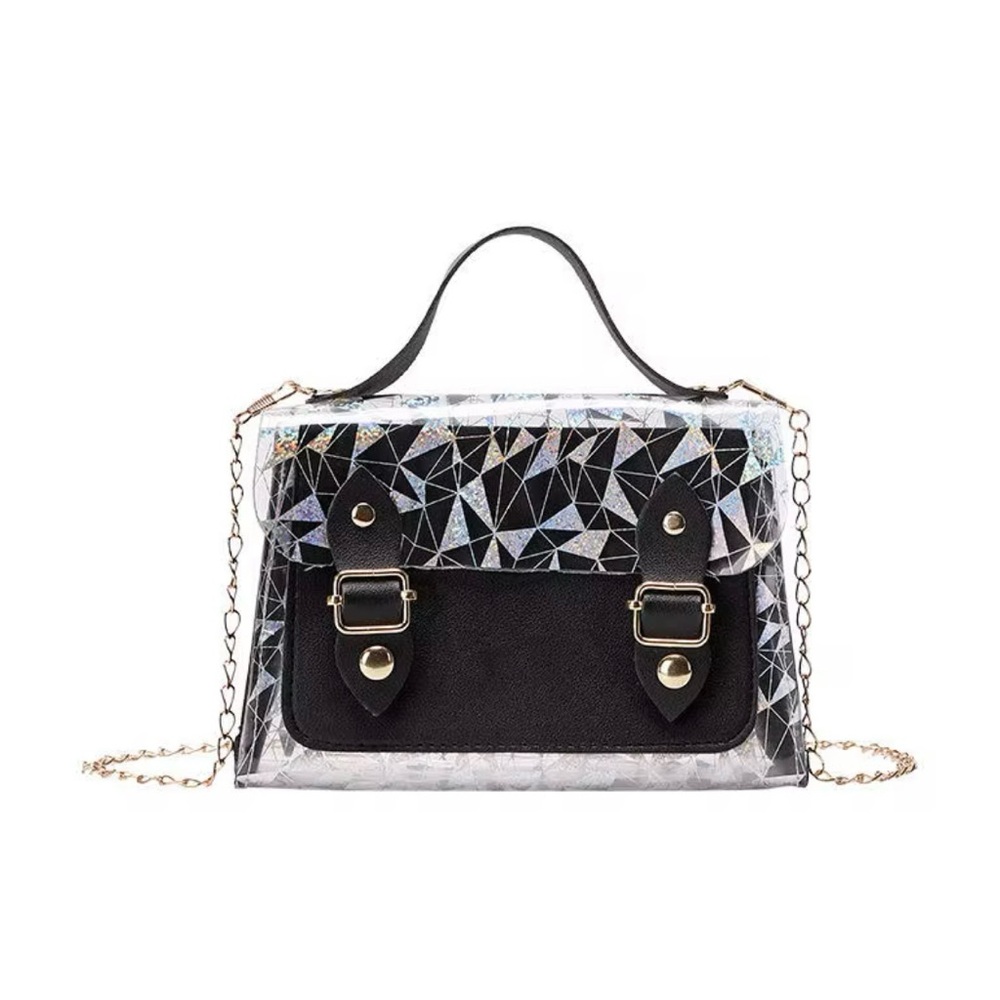 Geometric Black and Silver Handbag